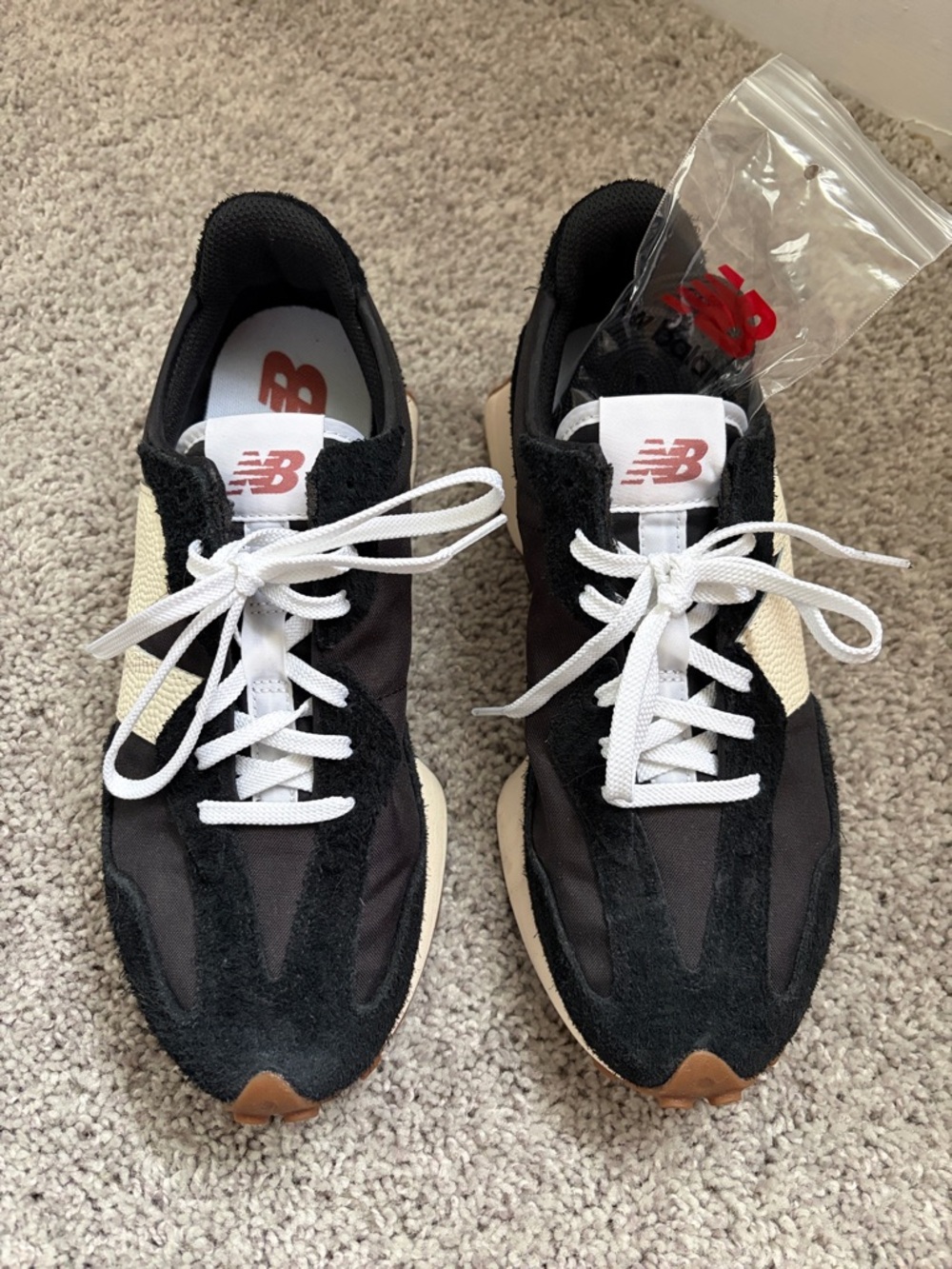 New Balance 327 Black, Cream & White Retro Runner Sneakers